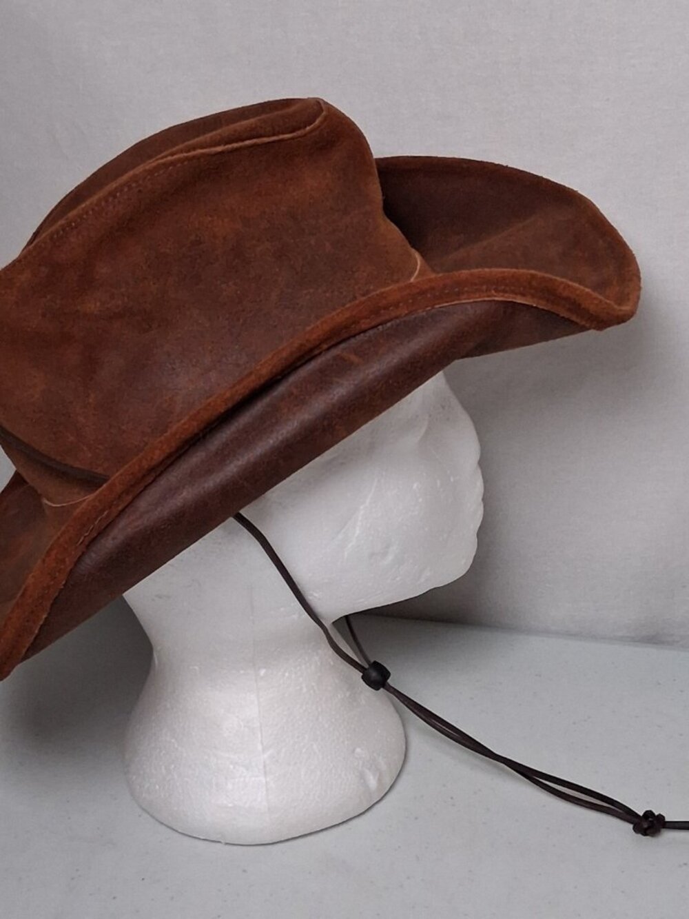 Minnetonka The Aussie Hat Small Brown Leather Outback Snap Boho Western Ranch - Picture 7 of 16